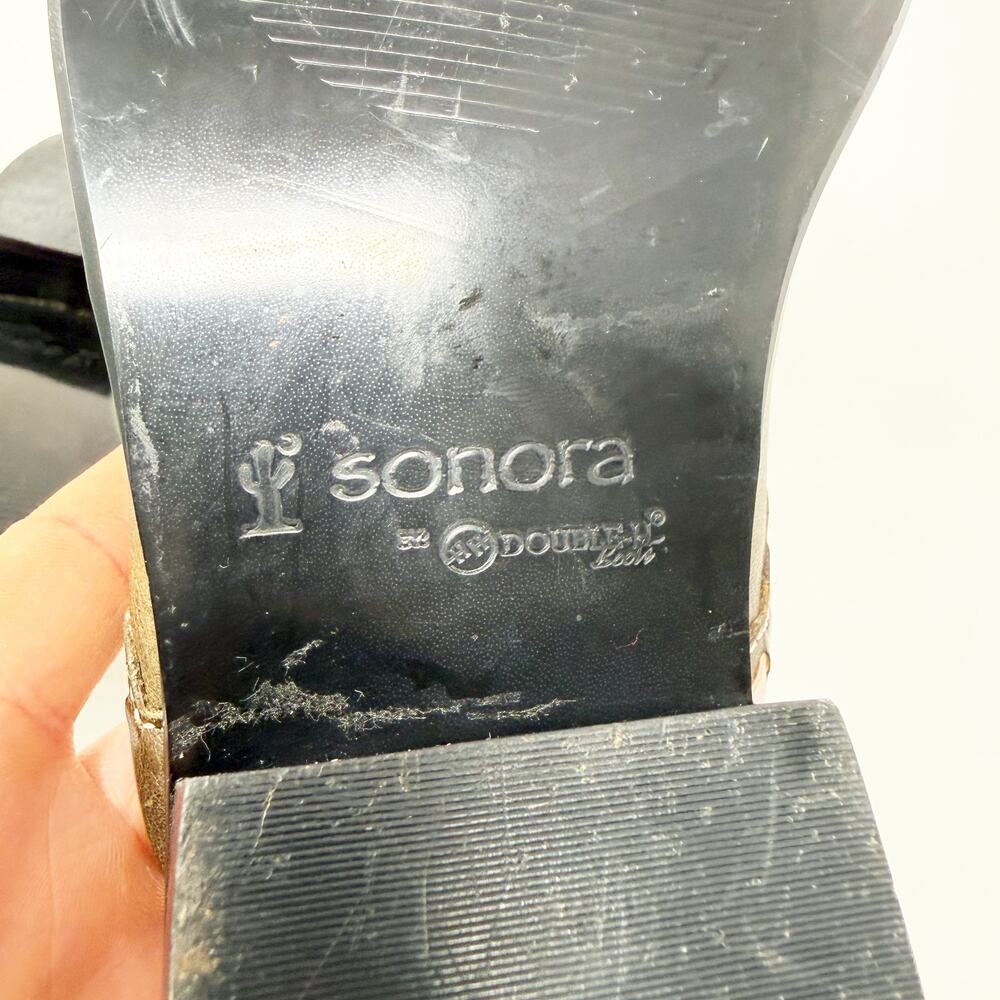 Vintage Y2K Sonora by Double-H Brown/Pink Leather Western Mules Women's Size 8.5 - Picture 7 of 9